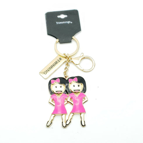 #Twinning girls metal keychain pink NEW
